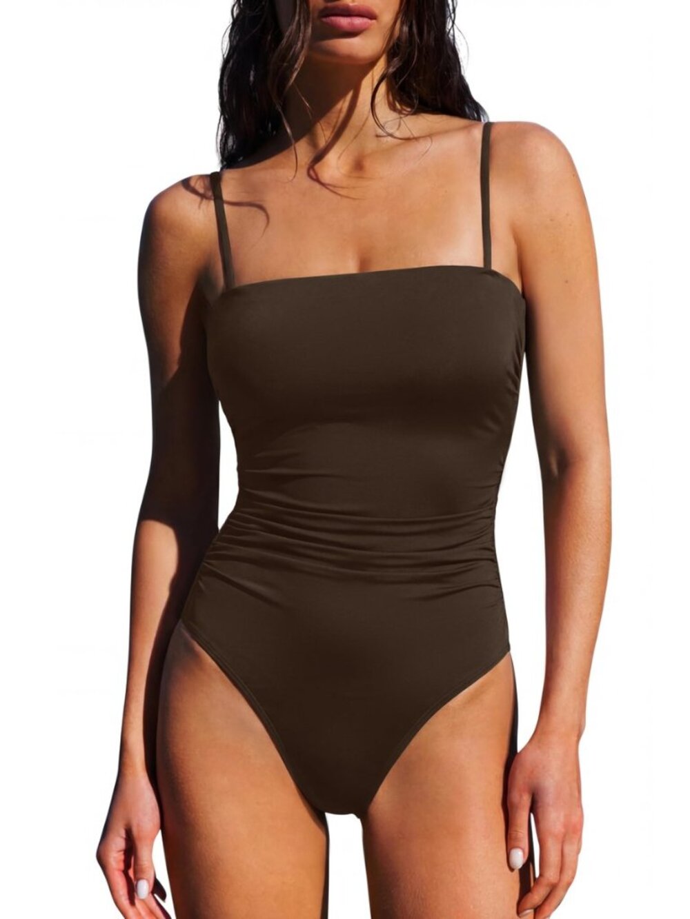 Women Sexy One Piece Swimsuit Tummy Control Square Neck Bathing Suit